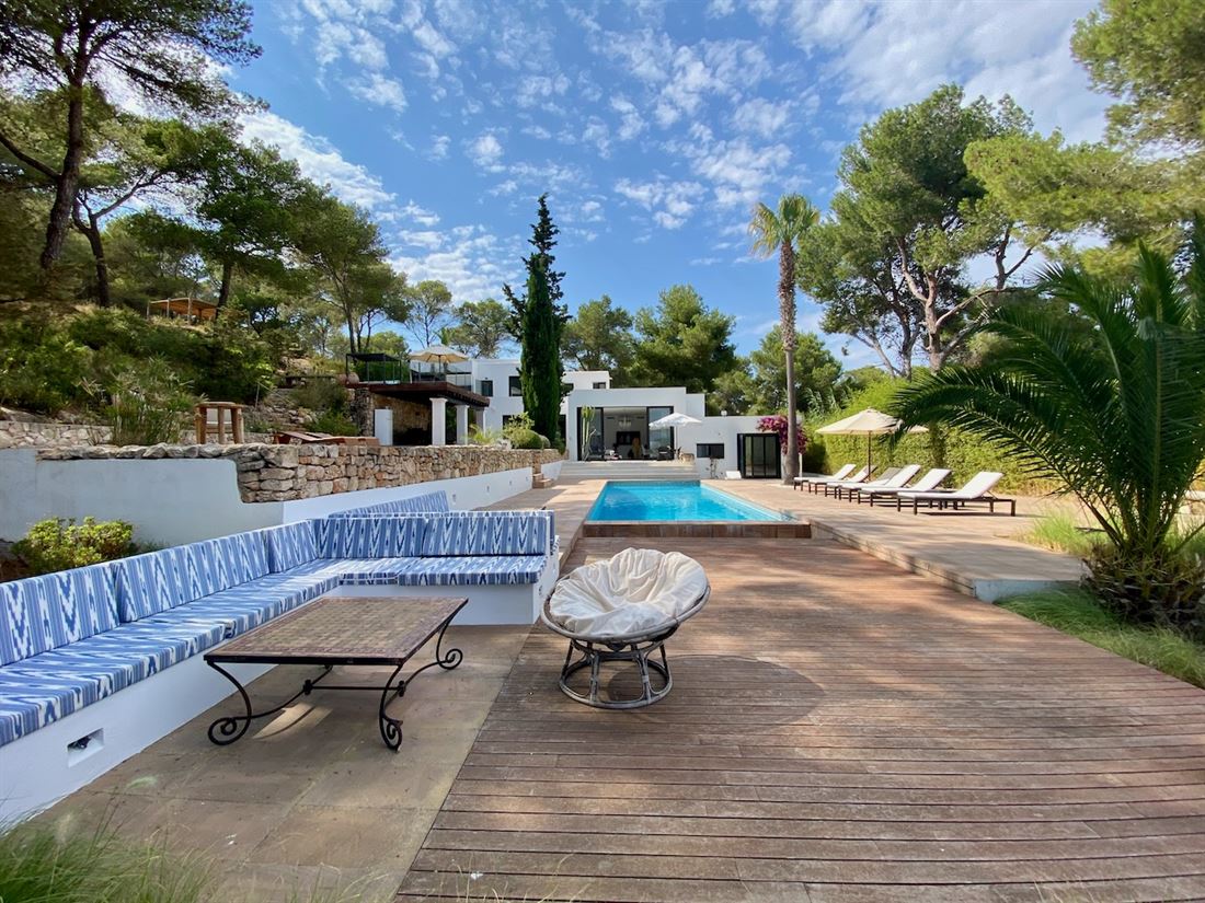 Modern luxurious villa high on hill overlooking Ibiza town for sale